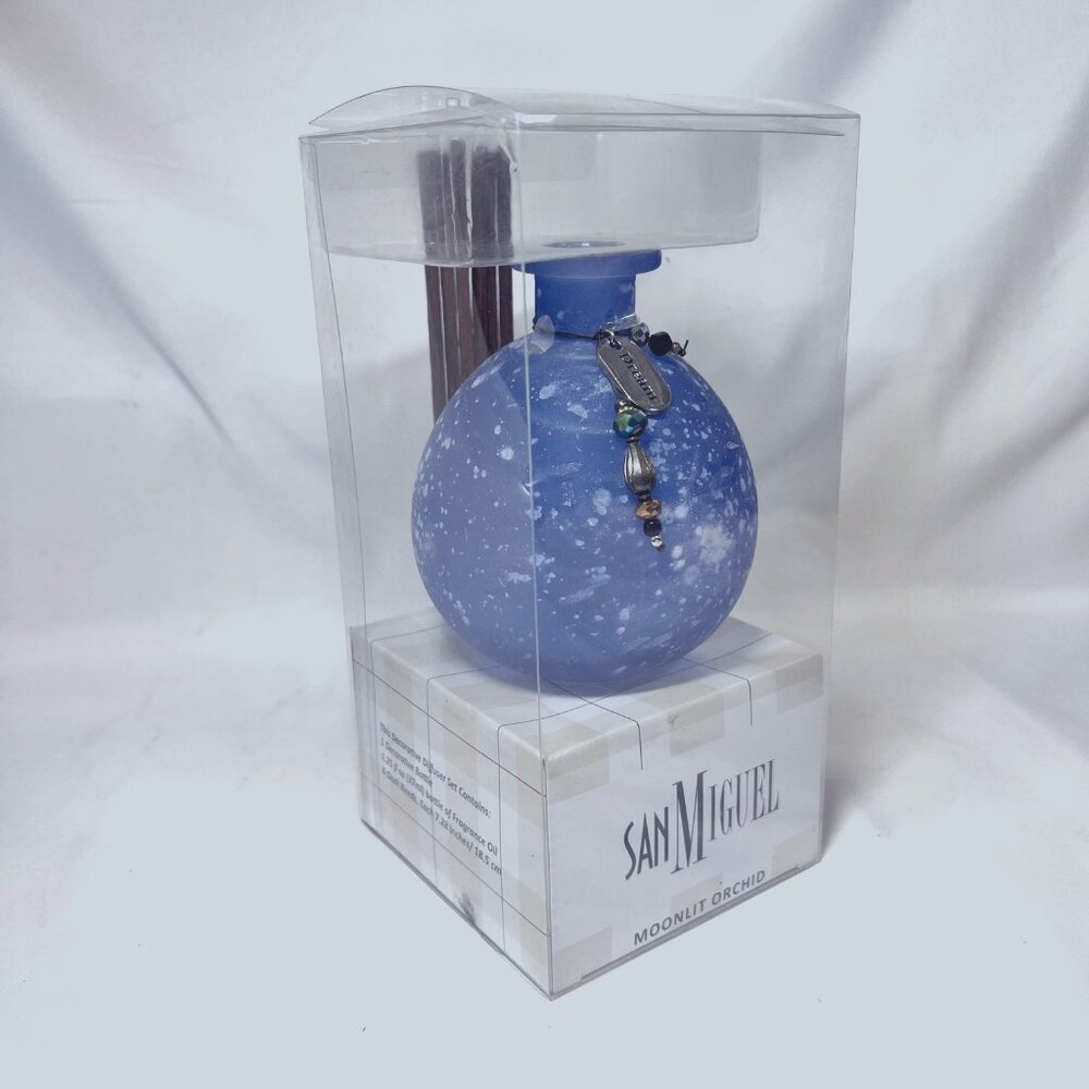 San Miguel Moonlit Orchid Fragrance Decor.-NWT-Diffuser-Blue Glass-Dream-Beaded